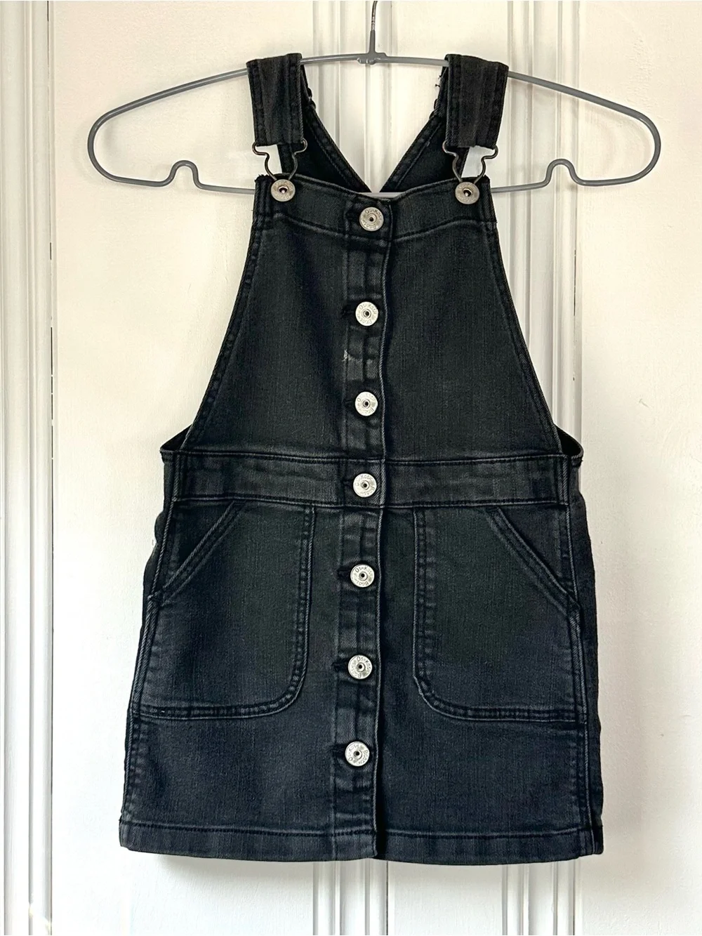 OshKosh B'gosh Black Denim Pinafore Dress with Front Buttons - Kids 5